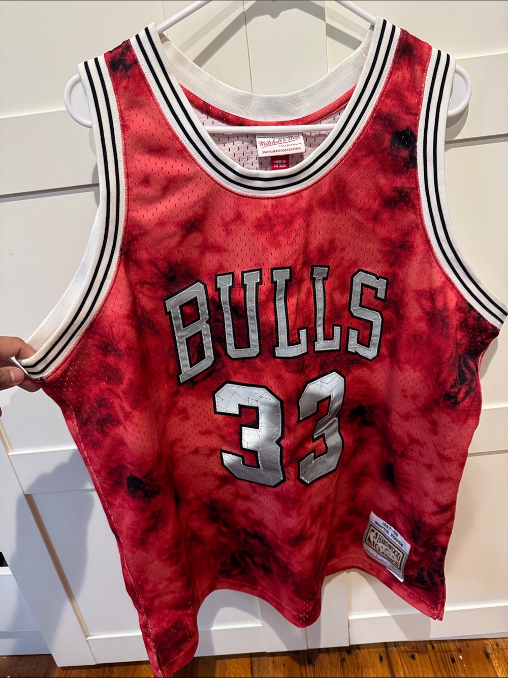 Bulls #33 Red Tie-Dye Scottie Pippen Basketball Jersey